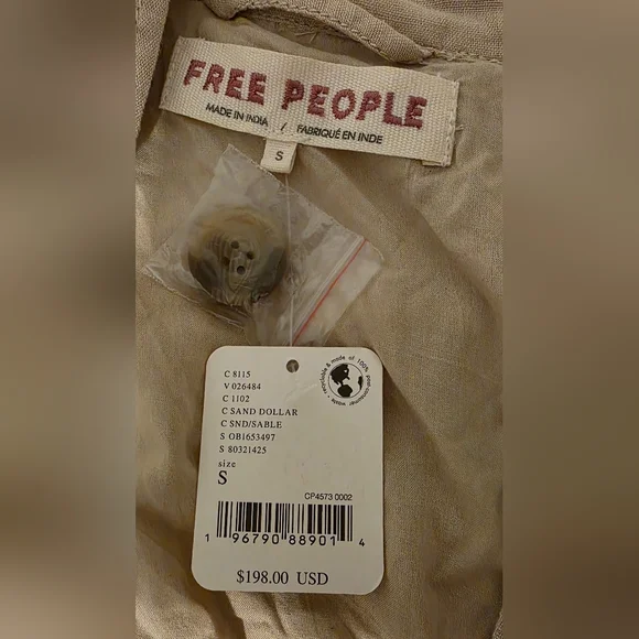 Free People Rory Duster Sand Dollar Trench Coat Size Small NWT **Missing Belt*** - Picture 9 of 14